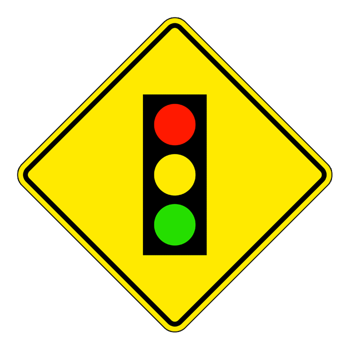 WB2, OVERSIZED Traffic Signals Ahead, 75x75cm