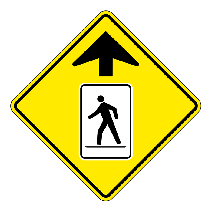WC27R, Right Pedestrian Crossing Ahead, 60x60cm