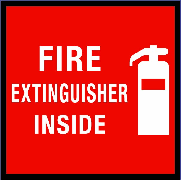 Fire Extinguisher Inside, 4&quot;x4&quot; Decal (12/Pack)