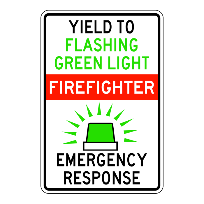 FF1 Yield to Flashing Green Light Firefighter, 60x90cm