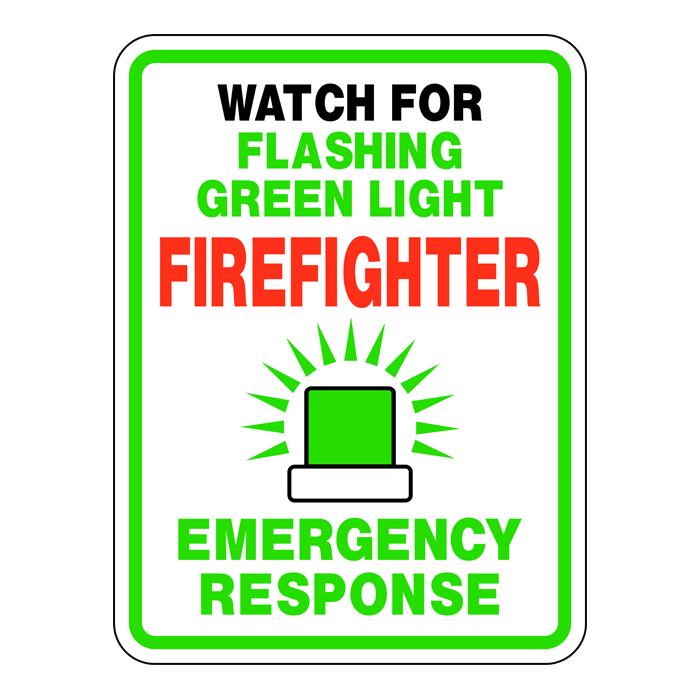 FF2 Watch For Flashing Green Light Firefighter, 45x60cm