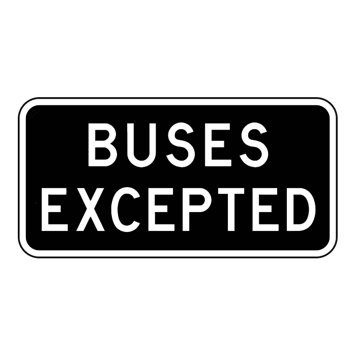 RB10T, Buses Excepted Tab, 60x30cm