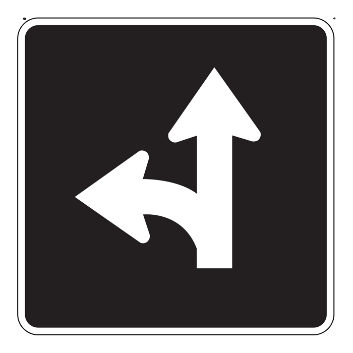 RB43, OVERSIZED Straight Through Or Left Turn Only, 75x75cm