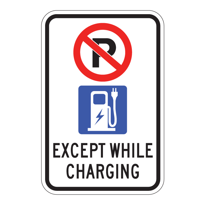 RB130, No Parking Except While Charging, 30x45cm
