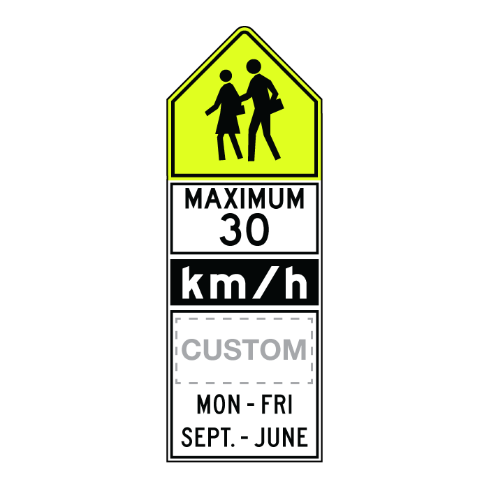 RB124, School Zone With Times, Days, Months, 60x170cm, Diamond Grade