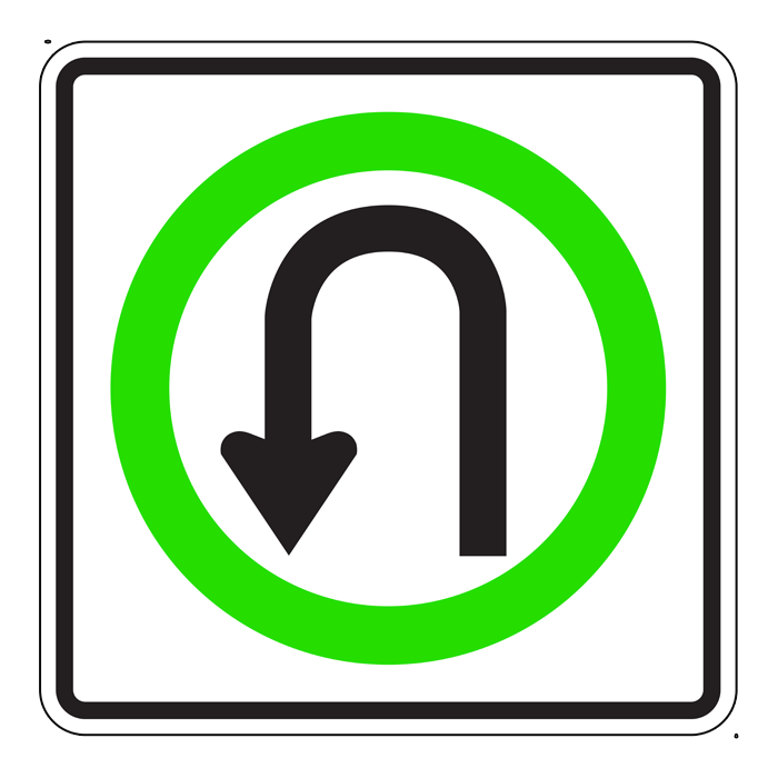 RB16A, U-Turns Permitted, 60x60cm