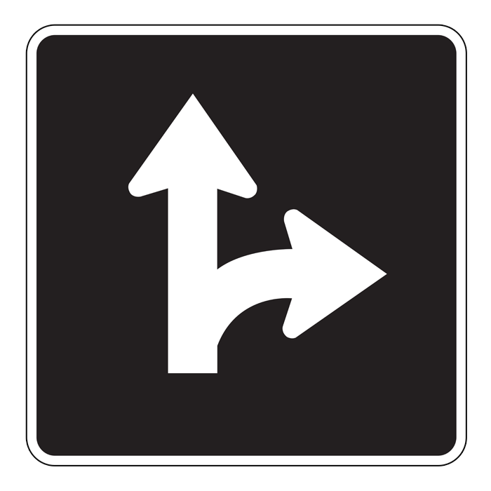 RB44, Straight Through Or Right Turn Only, 60x60cm