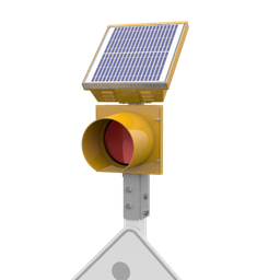 [0037058] R247-E, 24 Hour 8" Red Flashing Beacon, Wood Post Mount, Integrated Solar Engine Yellow