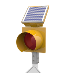 [0037149] R247-E, 24 Hour 12" Red Flashing Beacon, Wood Post Mount, Integrated  Solar Engine Yellow