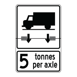 RB76 + A (Hinged Tab), Load Restriction With Tonnes Per Axle Tab, 60x90cm