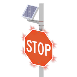 [0037774] R247-E, RA1 LED Enhanced Sign 24", HIP, Red LED, Side of Pole Mount , Solar Engine Yellow