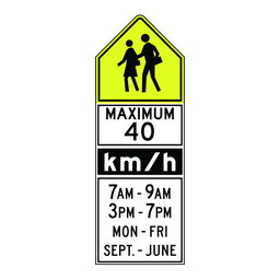 RB124, School Zone With Times, Days, Months, 60x170cm, Diamond Grade