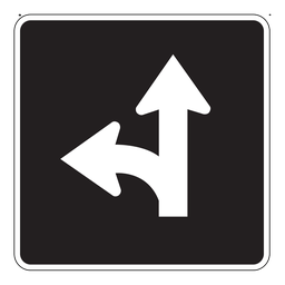 RB43, OVERSIZED Straight Through Or Left Turn Only, 75x75cm