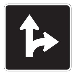RB44, OVERSIZED Straight Through Or Right Turn Only, 75x75cm